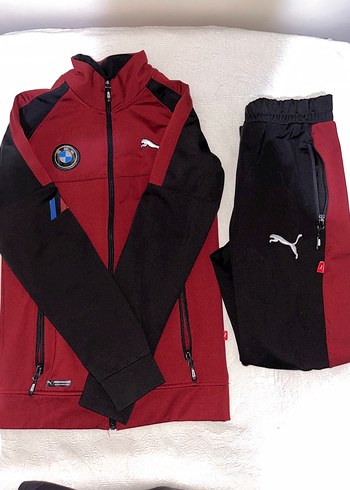 Bordo Siyah Fermuarlı Erkek Eşofman Takımı PUMA - Görsel 2