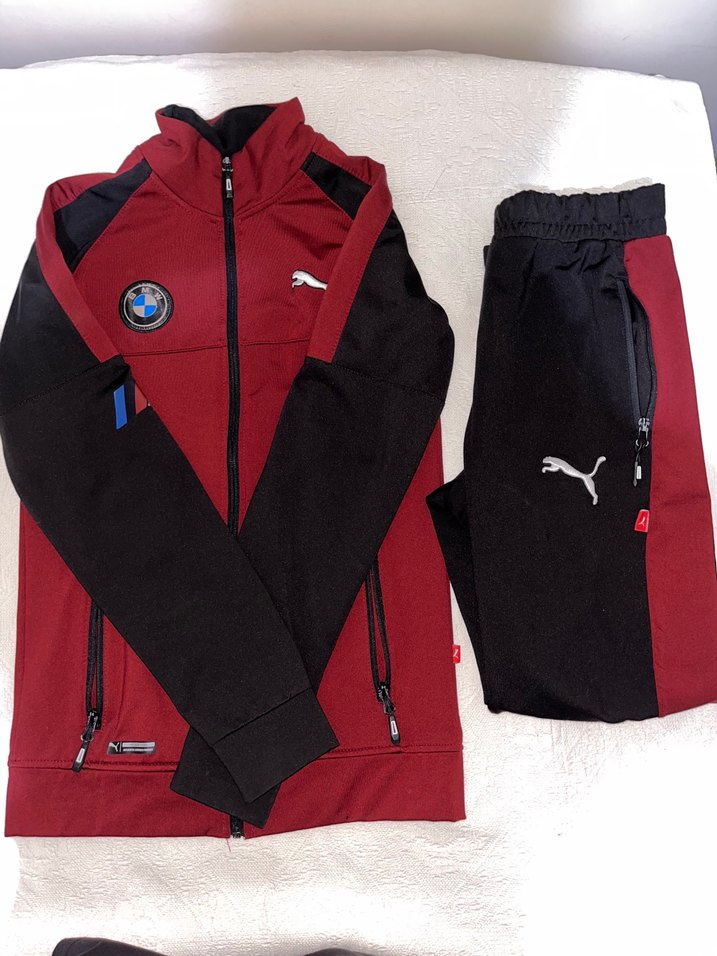 Bordo Siyah Fermuarlı Erkek Eşofman Takımı PUMA - Görsel 2