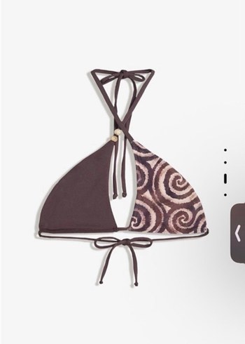 Bohem Tarz Kahverengi Bağcıklı Bikini Üstü