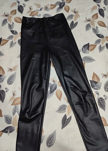 Deri Siyah Kadın Tayt - Görsel 3
