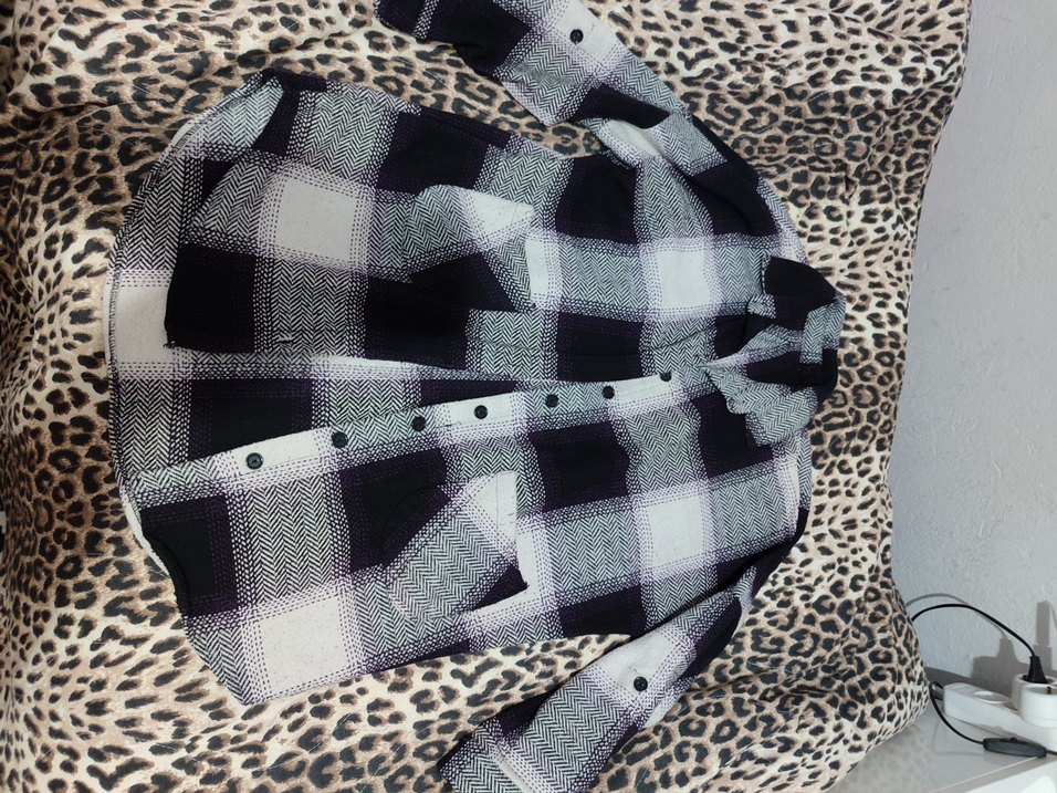 Düğmeli Gri Kareli Uzun Kollu Kadın Gömlek - Görsel 2