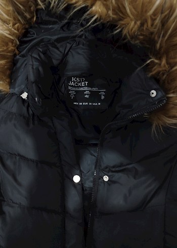 Kürk Detaylı Siyah Kadın montt - Görsel 4