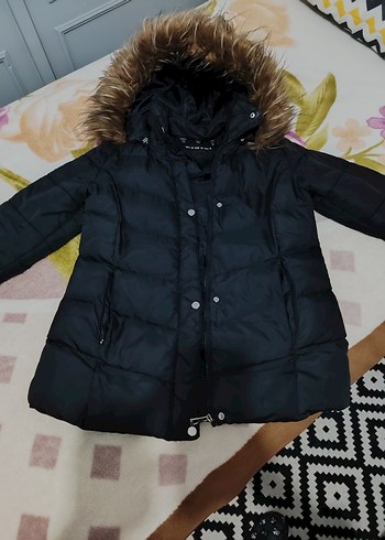 Kürk Detaylı Siyah Kadın montt - Görsel 5