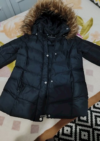 Kürk Detaylı Siyah Kadın montt - Görsel 3