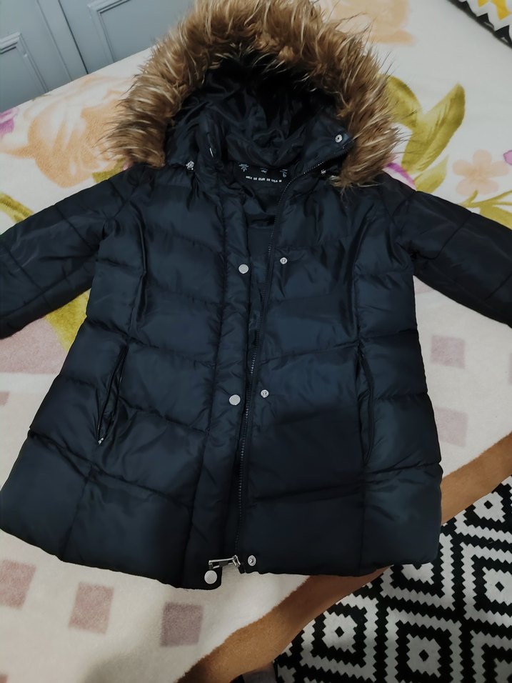 Kürk Detaylı Siyah Kadın montt - Görsel 3