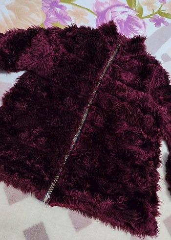 Bordo Kadın  Fermuarlı Kürk - Görsel 5