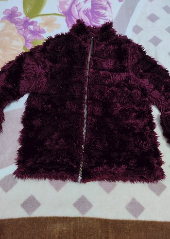 Bordo Kadın  Fermuarlı Kürk - Görsel 2