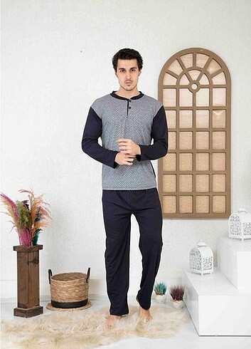 Pamuklu penye erkek pijama takımı 