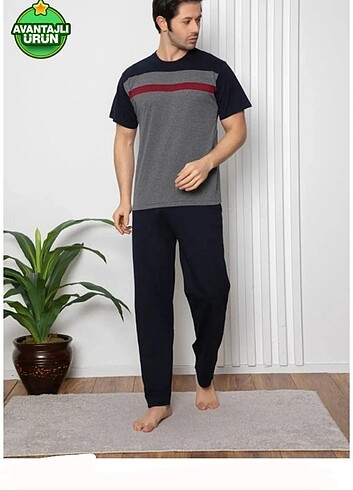 Diğer Pamuklu penye erkek pijama takımı