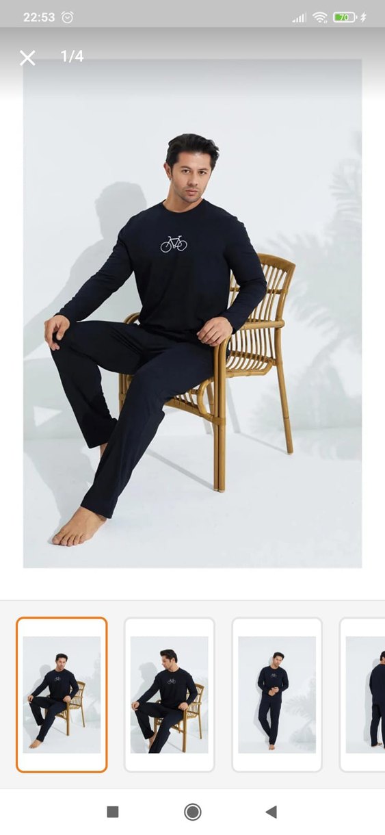 Siyah Bisiklet Desenli Erkek Pijama Takımı - Görsel 2