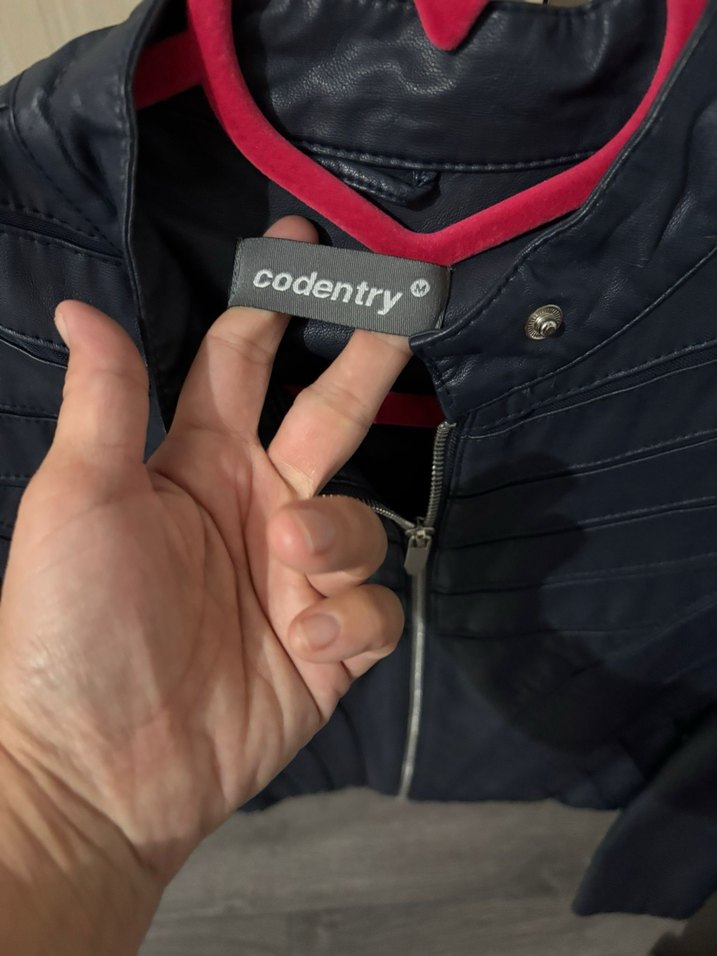 Düğmeli Siyah Deri Biker Kadın Ceket - Görsel 2