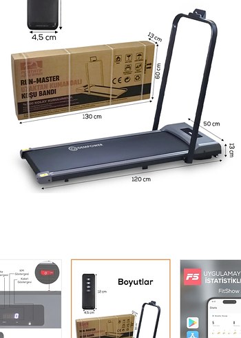 Bluetooth özellikli LCD ekranlı koşu bandı 130KG - Görsel 2