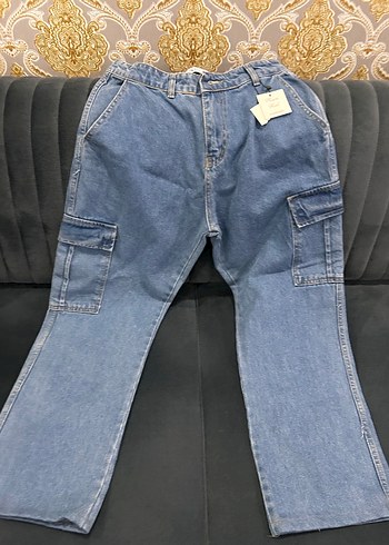 Bol Kesim Midi Kadın Kot Pantolon - Görsel 3