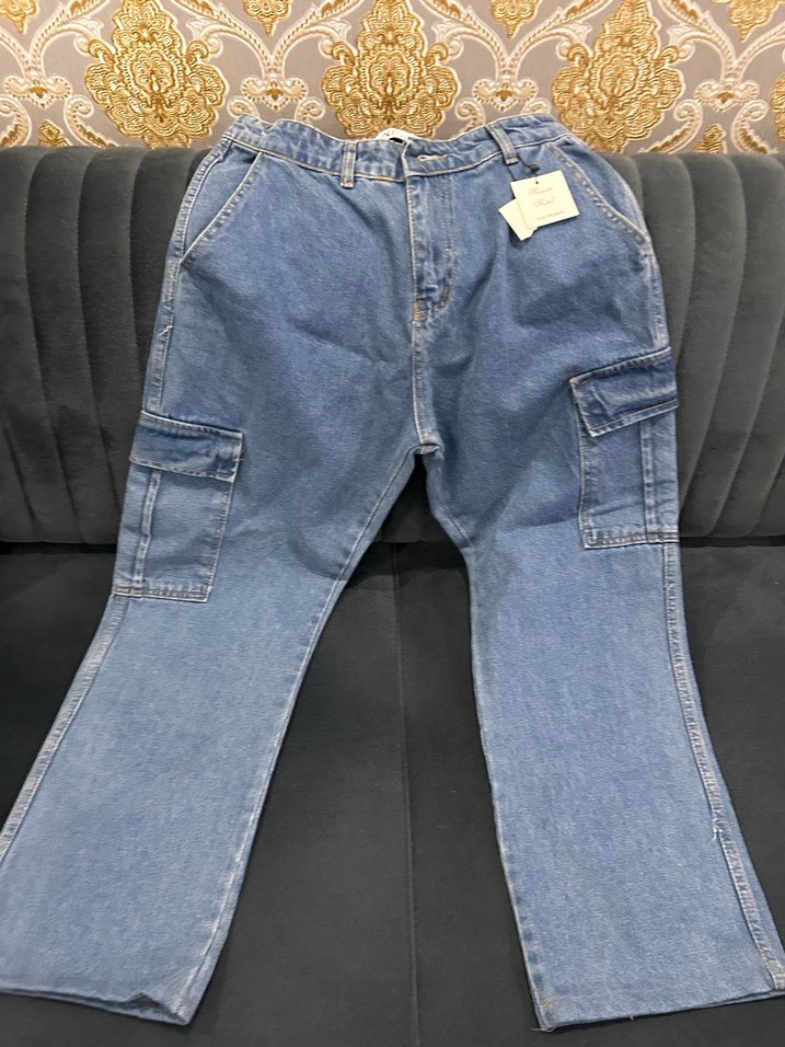 Bol Kesim Midi Kadın Kot Pantolon - Görsel 3