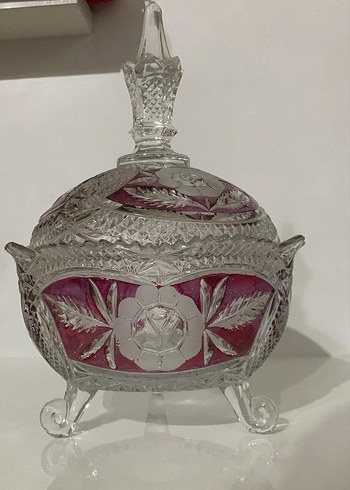 Bordo Desenli Kristal Vazo - Görsel 2