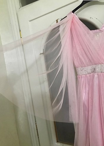 Pembe Drapeli Uzun Abiye Elbise - Görsel 3