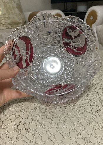 Kırmızı Kuş Desenli Koyu Renkli Cam Vazo - Görsel 3