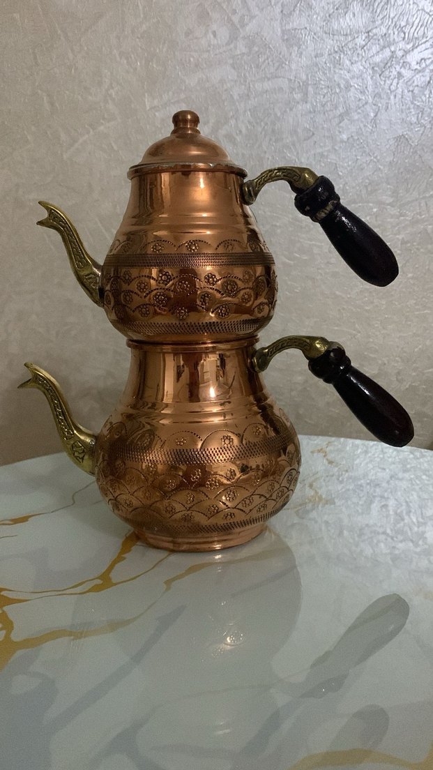 Bakır İşlemeli Çaydanlık Seti - Görsel 2