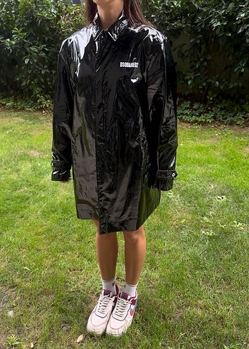 DSQUARED Siyah  Uzun Kollu Yağmurluk - Görsel 2