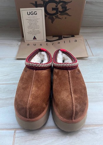 UGG Bohem Tarzı Kahverengi Süet Kadın Terlik - Görsel 2