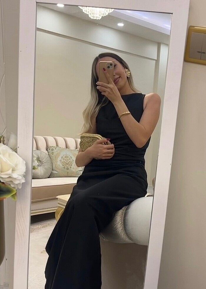 saten uzun elbise - Görsel 2