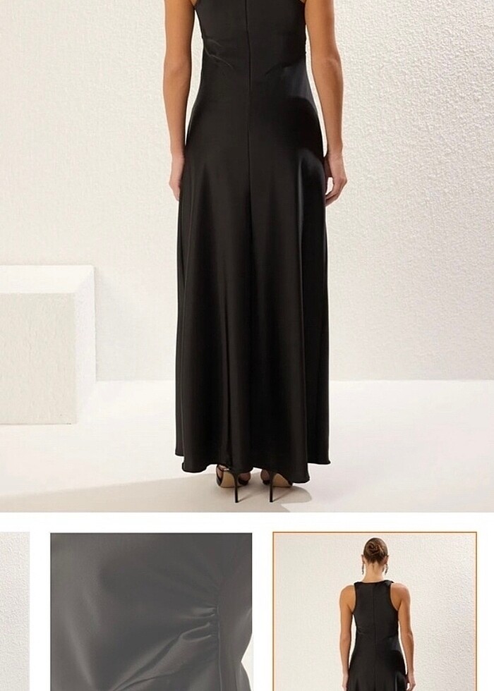 saten uzun elbise - Görsel 3