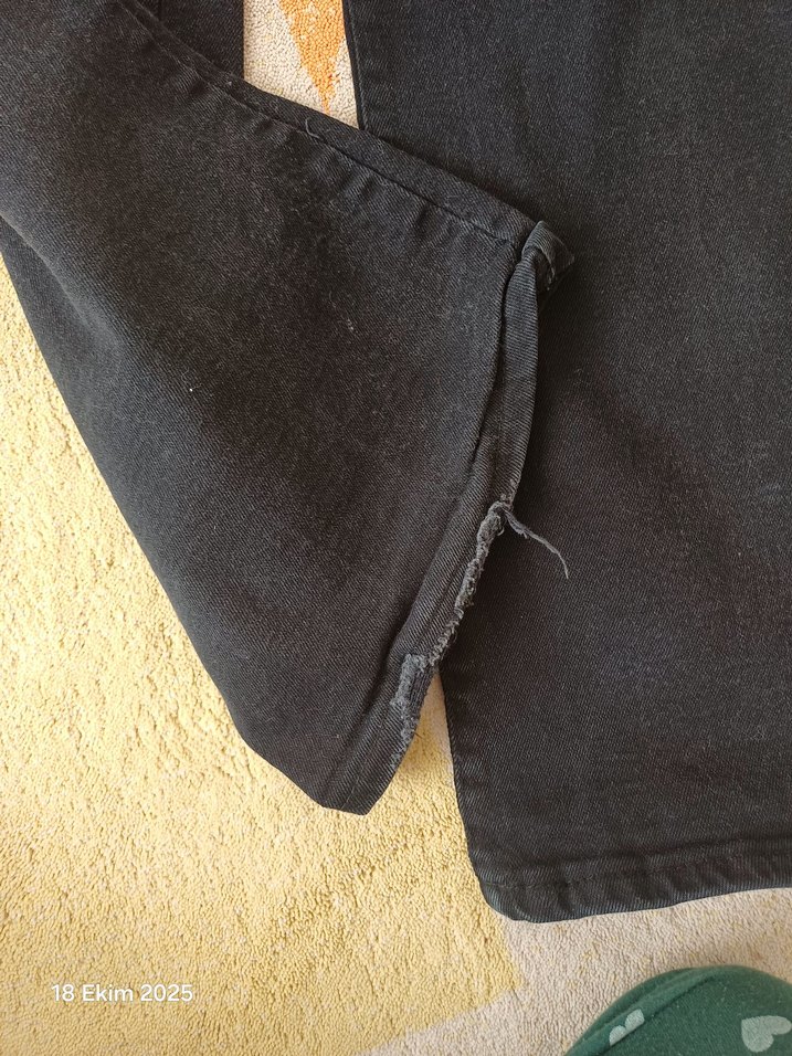 Siyah Midi Boy Kadın Denim Pantolon - Görsel 2