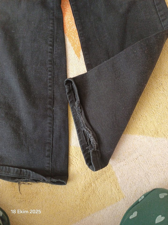 Siyah Midi Boy Kadın Denim Pantolon - Görsel 3