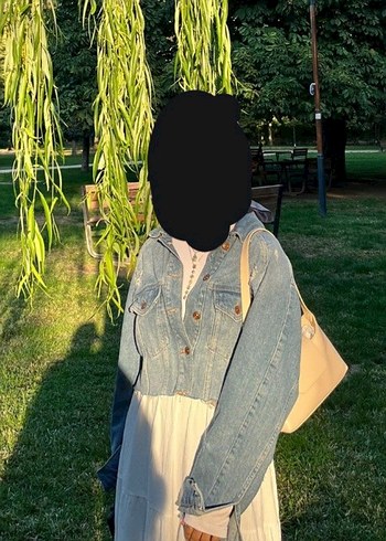 Kadın Mavi Denim Düğmeli Ceket - Görsel 3