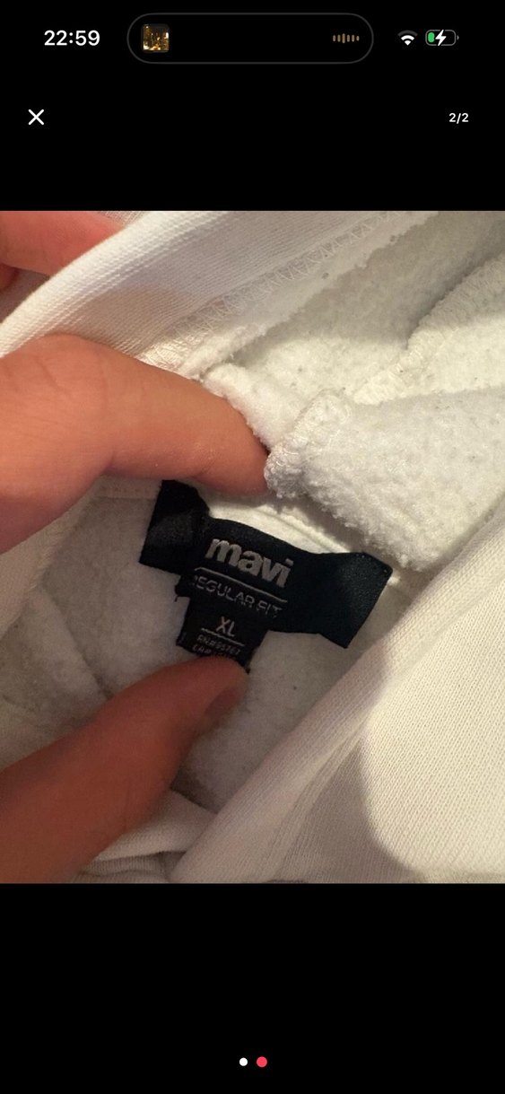 Beyaz Kapüşonlu Sweatshirt - Görsel 2