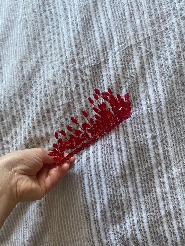 Kırmızı Boncuklu kına tacı - Görsel 3