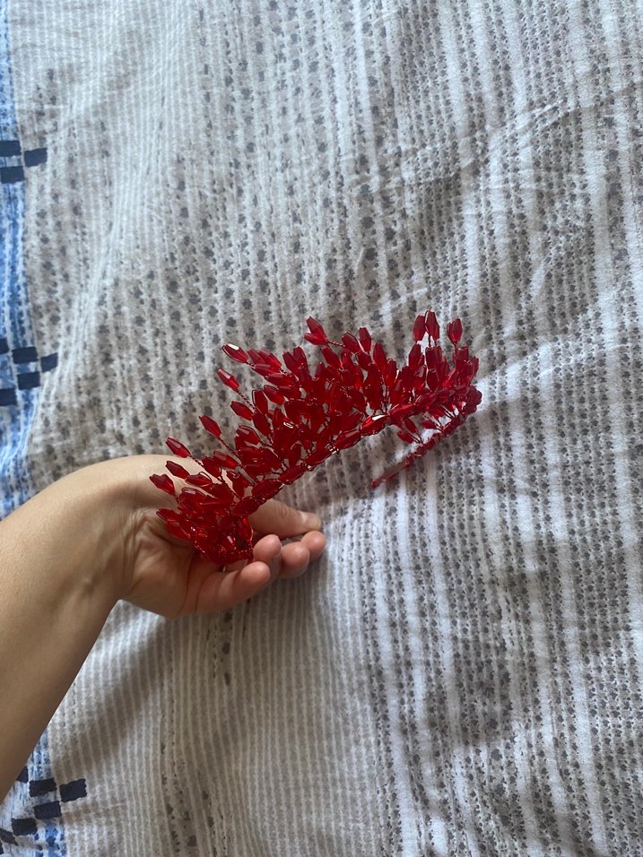 Kırmızı Boncuklu kına tacı - Görsel 2