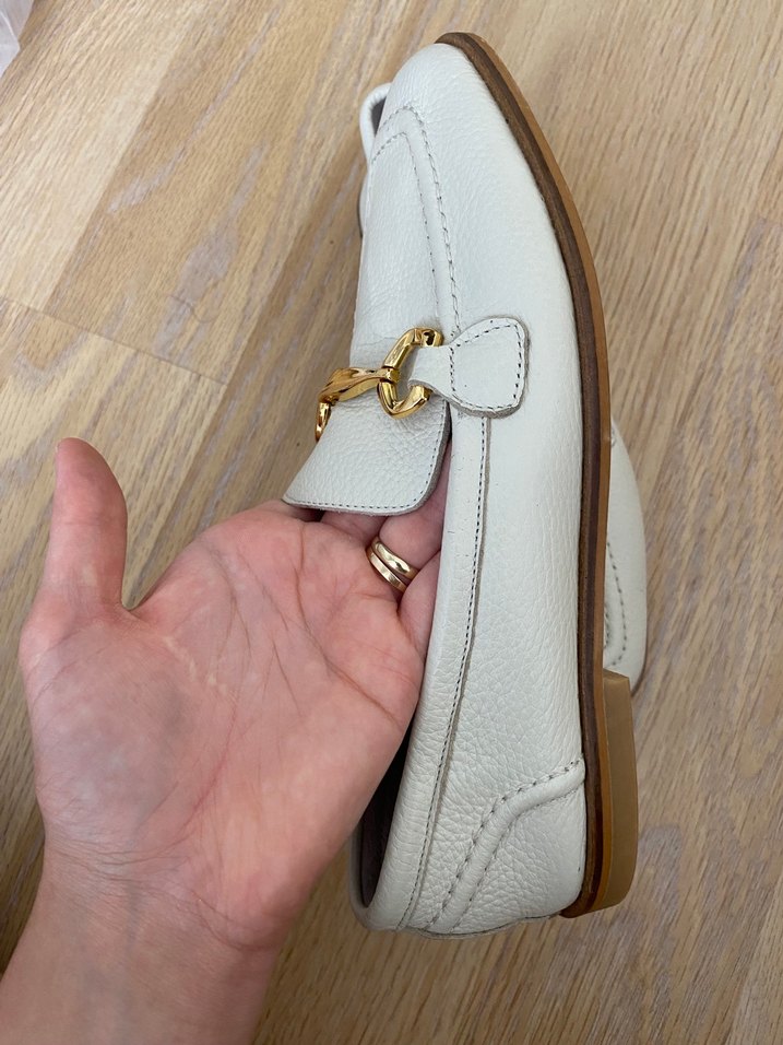 Kadın Beyaz Deri Tokalı Loafer - Görsel 4