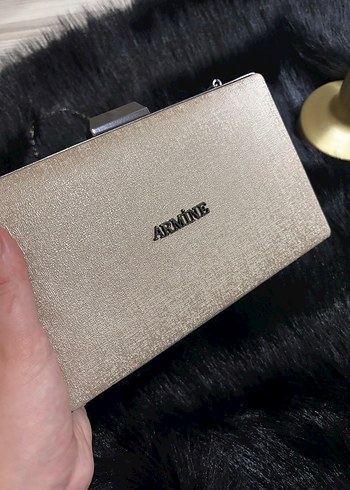 Altın Renkli Parlak Süet Kadın Portföy Çanta - Görsel 3