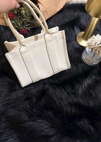 Beyaz Deri Fermuarlı Günlük Kadın Çanta - Görsel 3