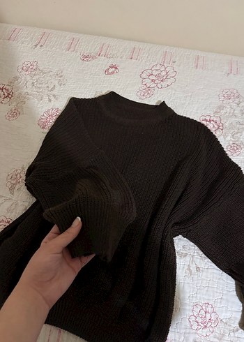 Kadın Kahverengi Boğazlı Örgü Triko - Görsel 3