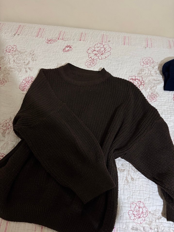 Kadın Kahverengi Boğazlı Örgü Triko - Görsel 2