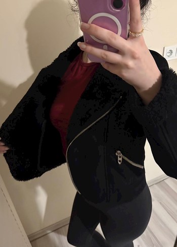 Siyah Kürklü Kadın Midi Ceket sm - Görsel 3