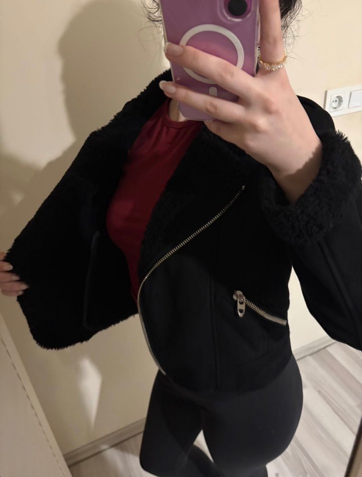 Siyah Kürklü Kadın Midi Ceket sm - Görsel 3