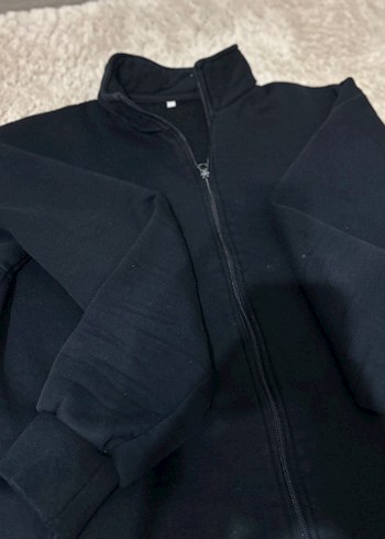 Siyah Fermuarlı Erkek kadın  Polar Sweatshirt - Görsel 2