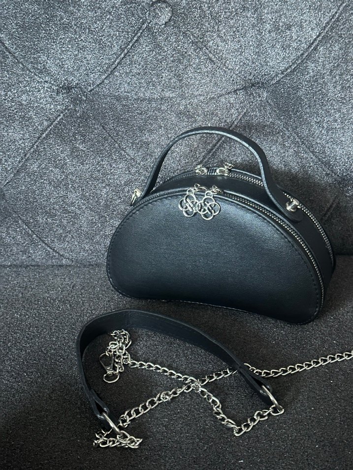 Fermuarlı Gri Biker Kadın Çanta - Görsel 2