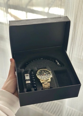 Modern Klasik Altın İş Saat Seti - Görsel 4