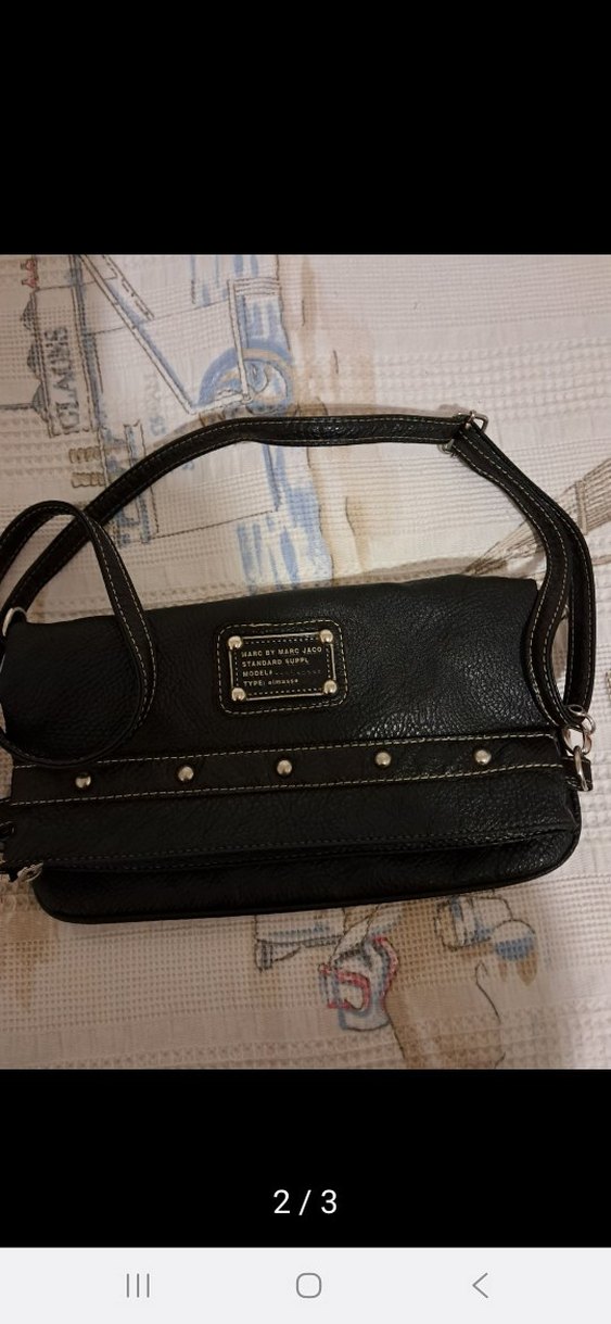 Siyah Deri Tokalı Kadın Omuz Çantası - Görsel 2