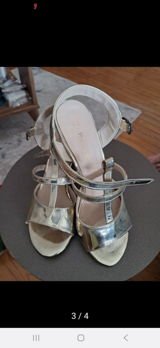 Parlak Altın Tokalı Blok Topuklu Kadın Ayakkabı - Görsel 2