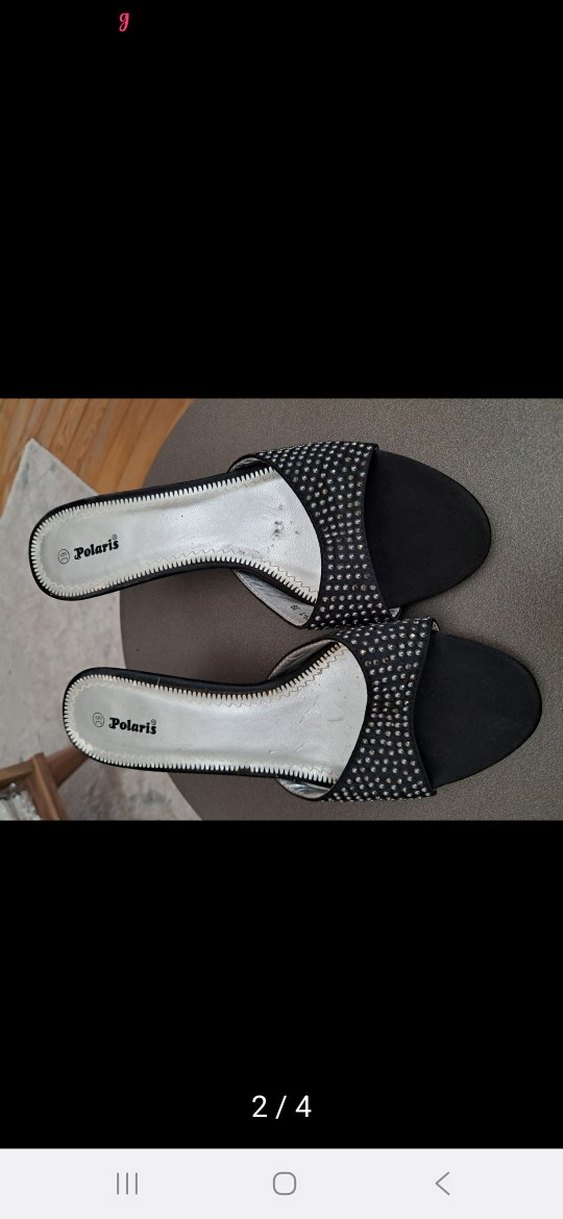 Polaris Siyah Desenli Dolgu Topuk Terlik - Görsel 3