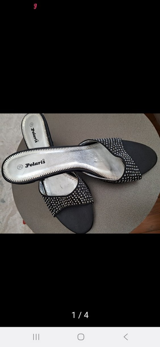 Polaris Siyah Desenli Dolgu Topuk Terlik - Görsel 4