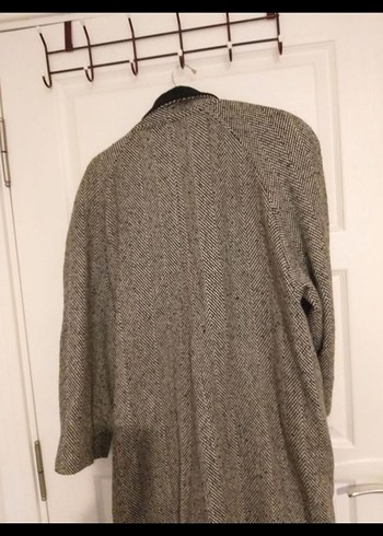 Düğmeli Gri kaz ayağı yeni trent Uzun Kadın Kaban - Görsel 2