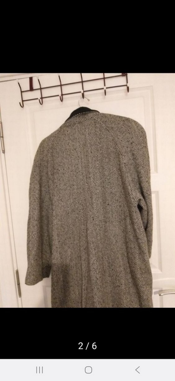 Düğmeli Gri kaz ayağı yeni trent Uzun Kadın Kaban - Görsel 2