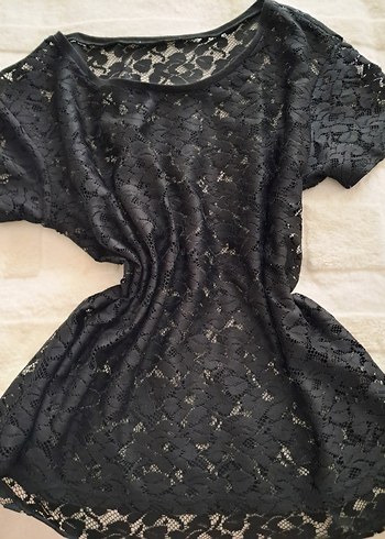 Dantel Detaylı Siyah Bluz - Görsel 2