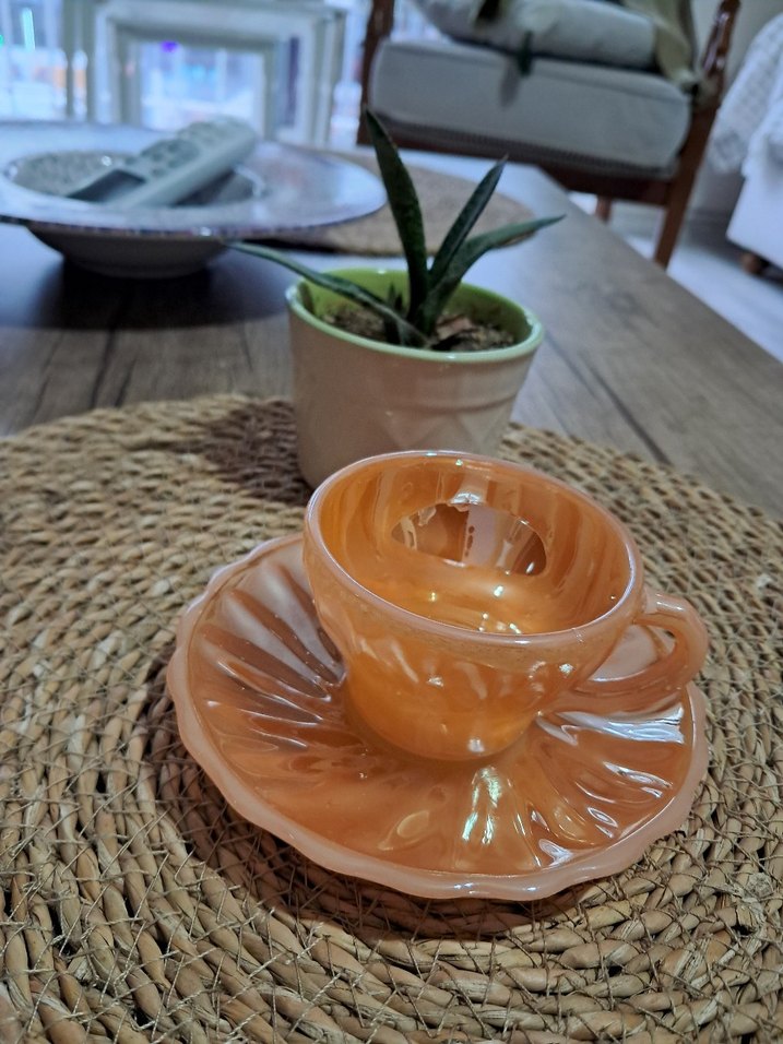 Bej Renkli Cam Fincan ve Seti - Görsel 2